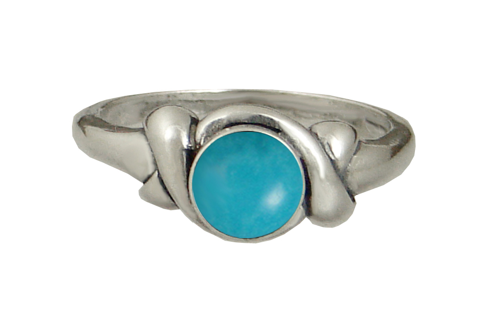 Sterling Silver Lover's Knot Ring With Turquoise Size 10